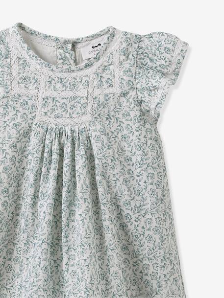 Vestido da CYRILLUS, estampado às flores, para bebé cru 