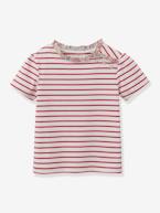 Camisola estilo marinheiro, da CYRILLUS, em tecido Liberty, algodão bio, para menina rosa-framboesa 