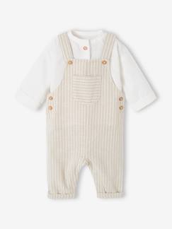 Conjunto em tricot, camisola com folho na gola e calças, para bebé