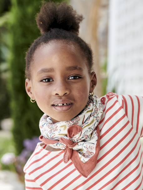 Lenço às flores, personalizável, para menina malva 