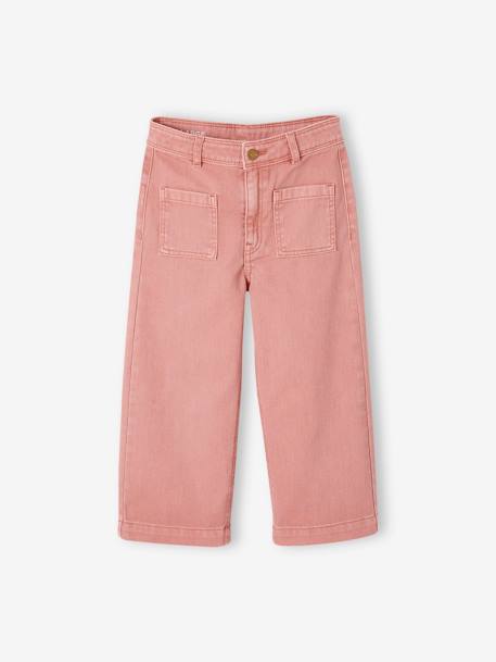 Calças curtas largas, para menina cru+rosa 