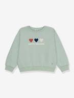 Sweat com corações, para criança, da PETIT BATEAU verde amêndoa 