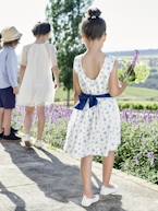 Vestido estampado às flores, especial cerimónia, para menina azul estampado+estampado rosa 