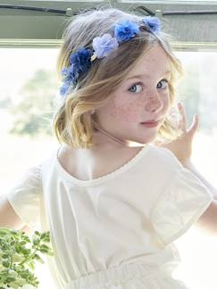 Menina 2-14 anos-Acessórios-Acessórios cabelo-Coroa de flores azuis e folhas douradas, para menina