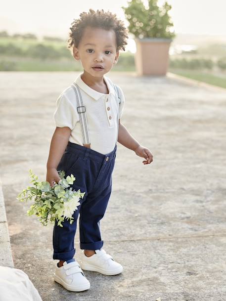 Polo em tricot, para bebé cru 