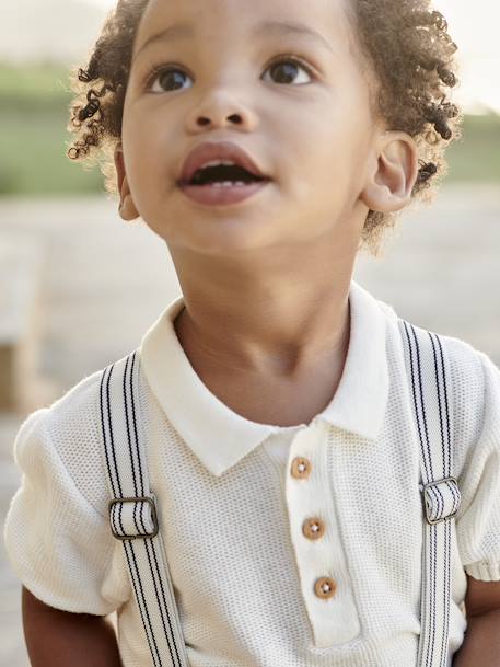 Polo em tricot, para bebé cru 