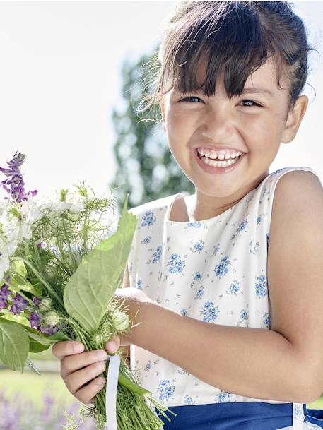 Vestido estampado às flores, especial cerimónia, para menina azul estampado+estampado rosa 