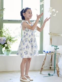 Menina 2-14 anos-Vestidos-Vestido de cerimónia com folhos, às flores, para menina