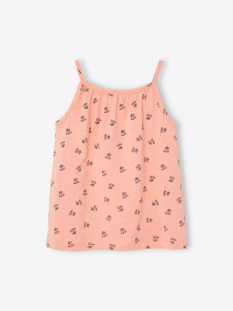 Camisola de cavas às riscas com alças finas, para bebé BRANCO CLARO ESTAMPADO+rosa 