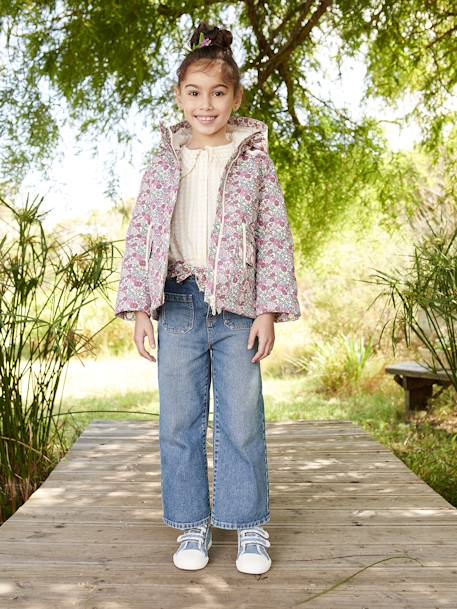 Jeans largos com cinto às flores, para menina stone 