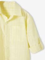 Camisa às riscas efeito linho, para menino amarelo-pastel 