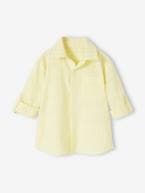 Camisa às riscas efeito linho, para menino amarelo-pastel 