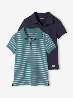 Menino 2-14 anos-T-shirts, polos-Polos-Lote de 2 polos em malha piqué, para menino