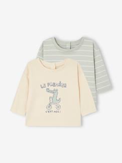 Bebé 0-36 meses-T-shirts-Lote de 2 camisolas basics, para bebé