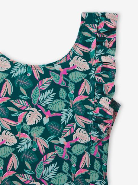 Fato de banho com estampado tropical, para menina verde-abeto 