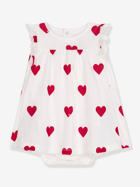 Vestido-body estampado com corações, da PETIT BATEAU branco 