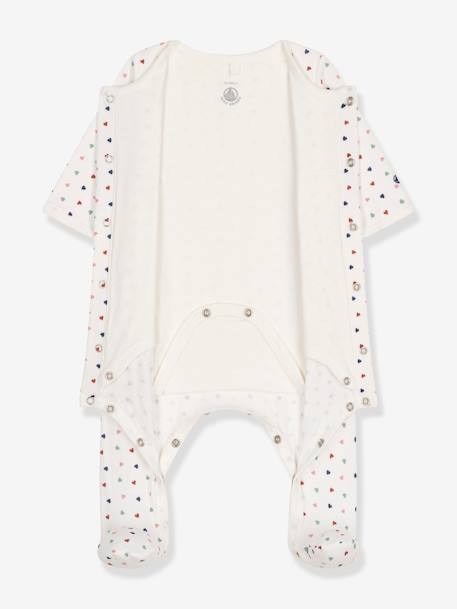 Bodyjama aos corações, para bebé, da PETIT BATEAU branco estampado 