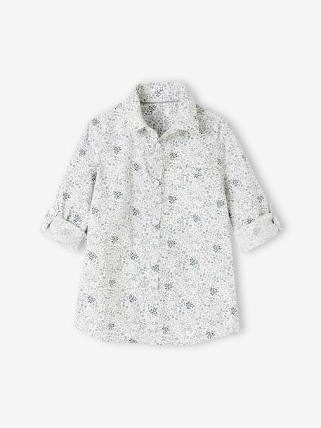 Camisa às flores e laço papillon, para menino azul estampado+verde estampado 