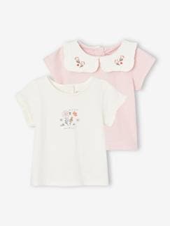 Algodão Biológico-Bebé 0-36 meses-Lote de 2 t-shirts em algodão biológico, para recém-nascido