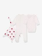 Pijama + body + boneco-doudou corações, da PETIT BATEAU branco 