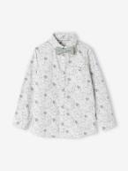 Camisa às flores e laço papillon, para menino azul estampado+verde estampado 