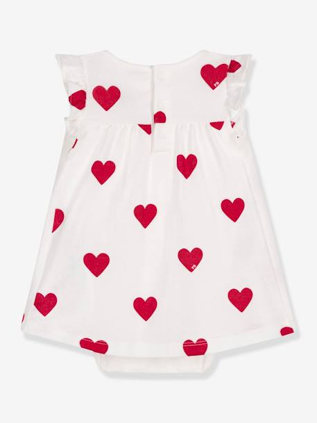 Vestido-body estampado com corações, da PETIT BATEAU branco 