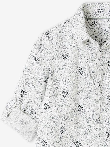 Camisa às flores e laço papillon, para menino azul estampado+verde estampado 