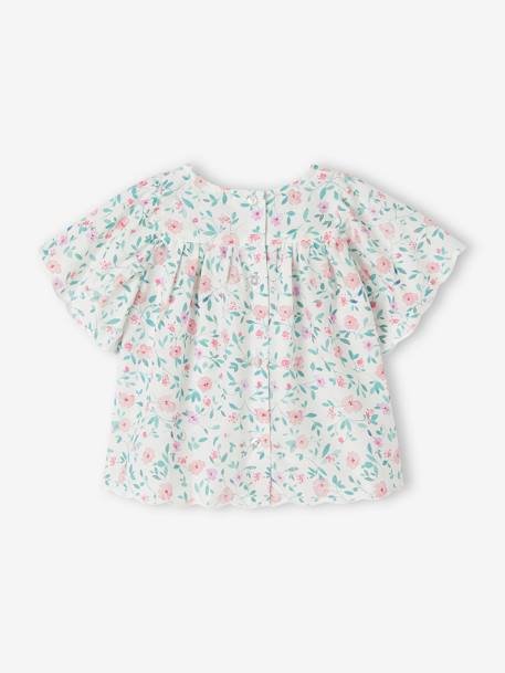 Blusa estampada às flores, para bebé cru 