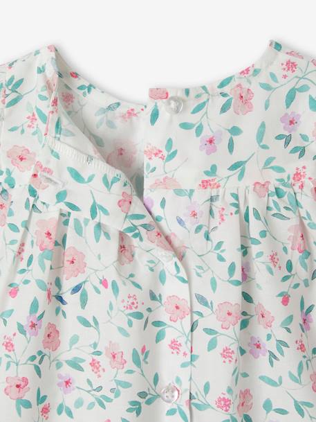 Blusa estampada às flores, para bebé cru 