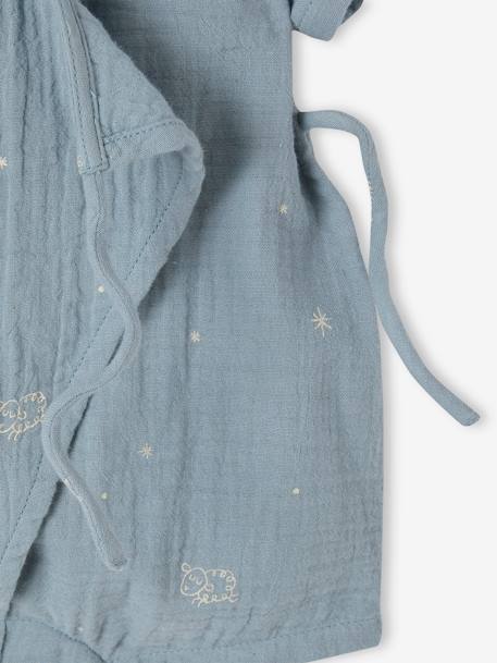 Pijama personalizável, em gaze de algodão, para bebé azul-acinzentado+cru 