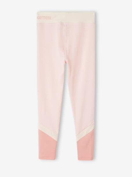 Leggings de desporto com barras, em matéria técnica, para menina cinza mesclado+rosa 