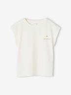 T-shirt lisa Basics, mangas curtas, para menina coral+cru 