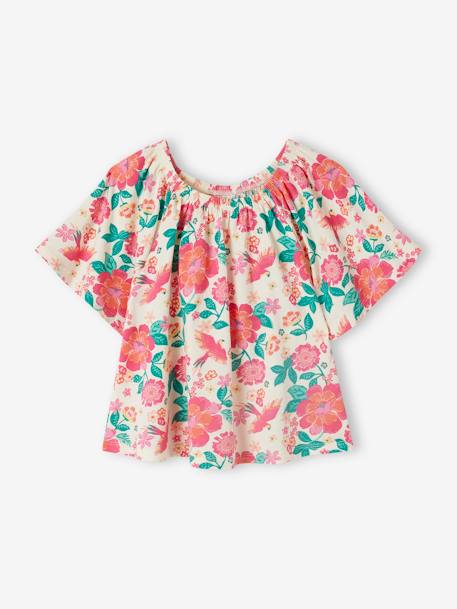 Blusa com mangas borboleta, para menina cru+multicolor 