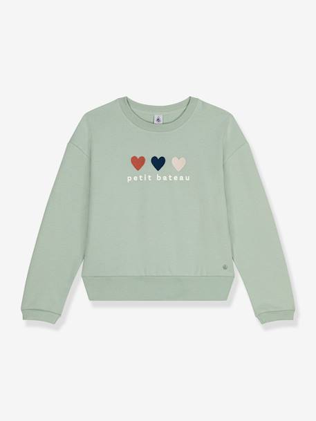 Sweat com corações, para criança, da PETIT BATEAU verde 