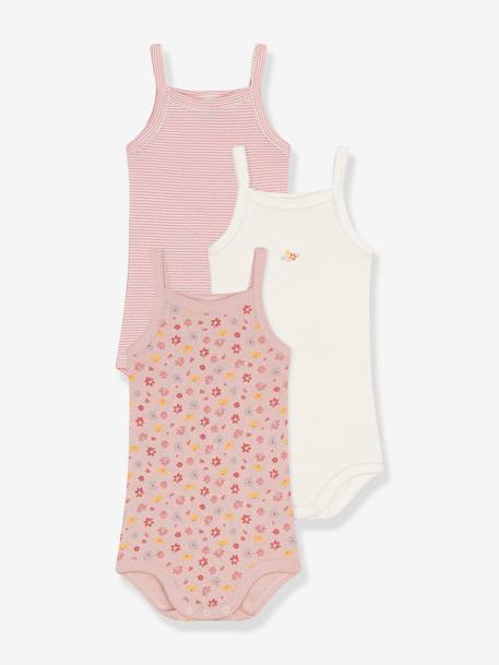 Lote de 3 bodies de alças, da PETIT BATEAU rosa-pálido 