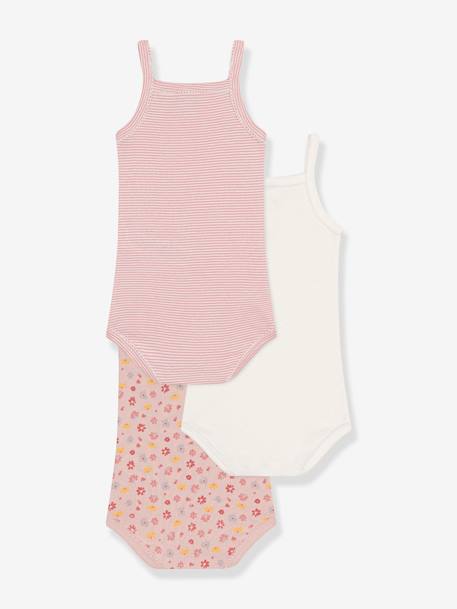 Lote de 3 bodies de alças, da PETIT BATEAU rosa-pálido 