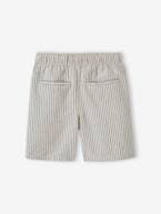 Bermudas algodão/linho, para menino riscas azuis+verde-água 