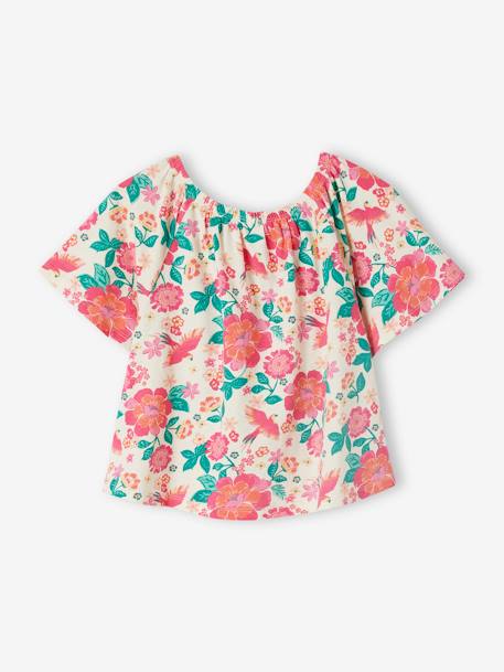 Blusa com mangas borboleta, para menina cru+multicolor 