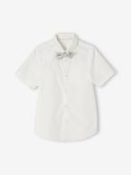 Camisa de cerimónia, laço-papillon amovível, mangas curtas, para menino branco 