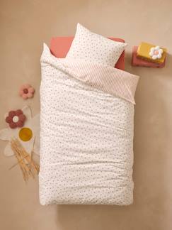 Têxtil-lar e Decoração-Roupa de cama criança-Capas de edredon-Conjunto capa de edredon + fronha de almofada essentiels, com algodão reciclado, Flores & Riscas