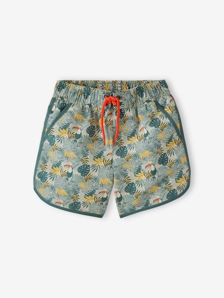 Calções de banho estampados, para menino verde estampado 