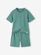 Pijama personalizável, em malha com efeito mesclado, para menino verde-esmeralda 