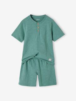 Menino 2-14 anos-Pijamas-Pijama personalizável, em malha com efeito mesclado, para menino