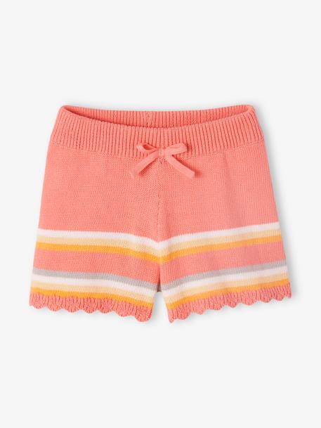 Conjunto de top + calções em malha fantasia, para menina pêssego 