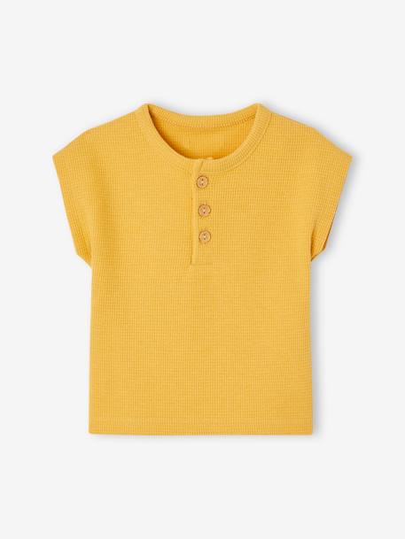 T-shirt estilo tunisino, aos favos, para bebé amarelo 