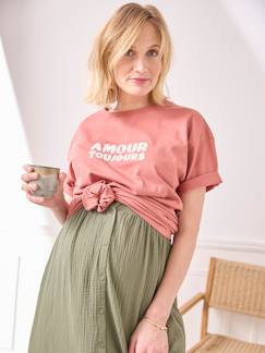 Algodão Biológico-Roupa grávida-T-shirt lisa com mensagem, em algodão biológico, para grávida