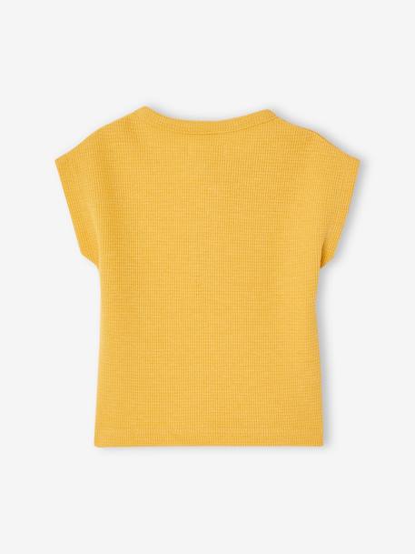 T-shirt estilo tunisino, aos favos, para bebé amarelo 