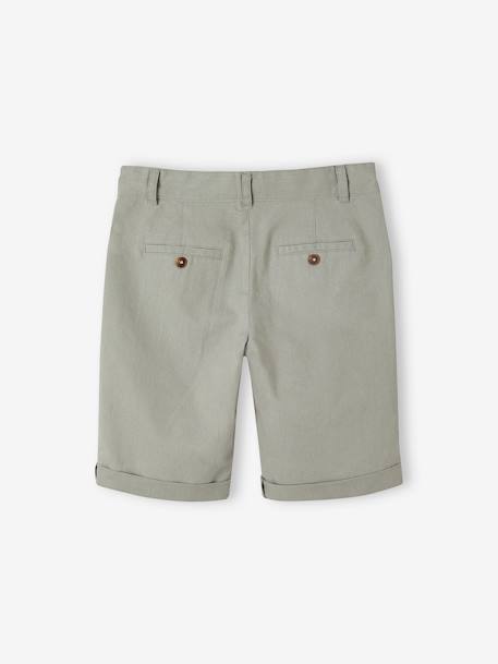 Bermudas para menino em algodão/linho. azul+AZUL ESCURO LISO COM MOTIVO+BEGE CLARO LISO COM MOTIVO+verde-salva 