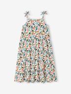 Vestido midi de alças para menina azul+azul-céu+branco estampado+cru+multicolor 