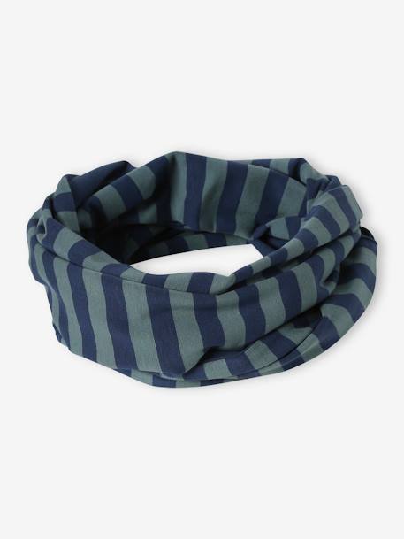 Gola snood reversível, estampado rock/mesclado, para menino cappuccino+marinho 